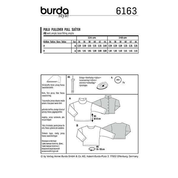 Pullover | Burda 6163 | 34-44, image number 10