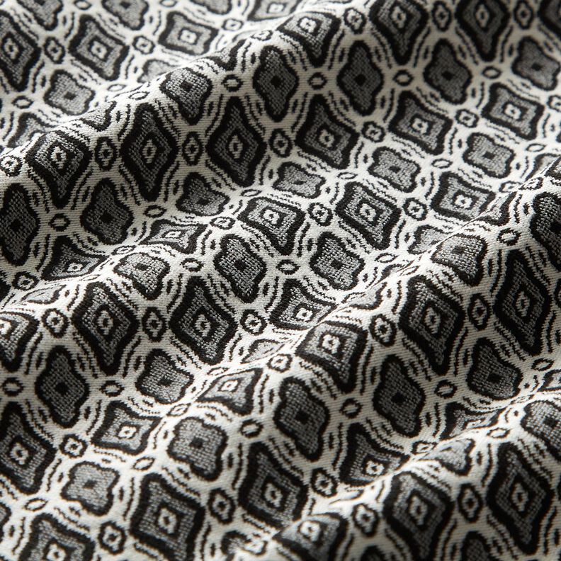 Stretch Jacquard Viskose-Mix edle Rauten – wollweiss/grau,  image number 2