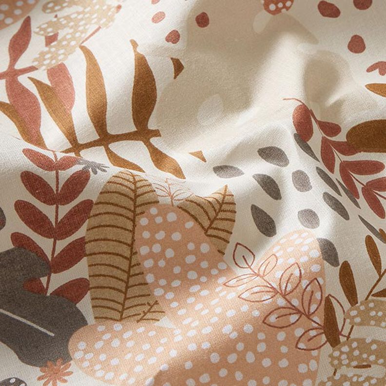 Baumwollstoff Cretonne abstrakte Dschungelpflanzen – terracotta/apricot,  image number 2