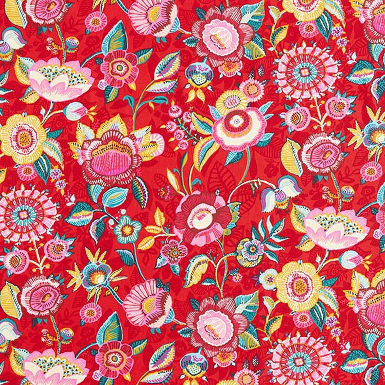 Baumwollstoff Cretonne getupfte Blumen – chili,  image number 1