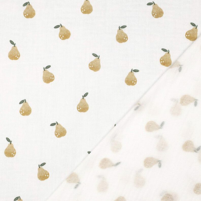 Musselin/ Doppel-Krinkel Gewebe Birne Digitaldruck | Poppy Fabrics – weiss/gelboliv, image number 4