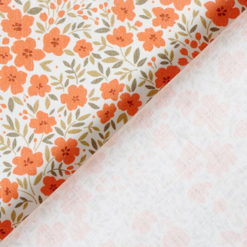 Dekostoff Baumwollsatin Blütenmeer – pfirsichorange/weiss,  image number 4