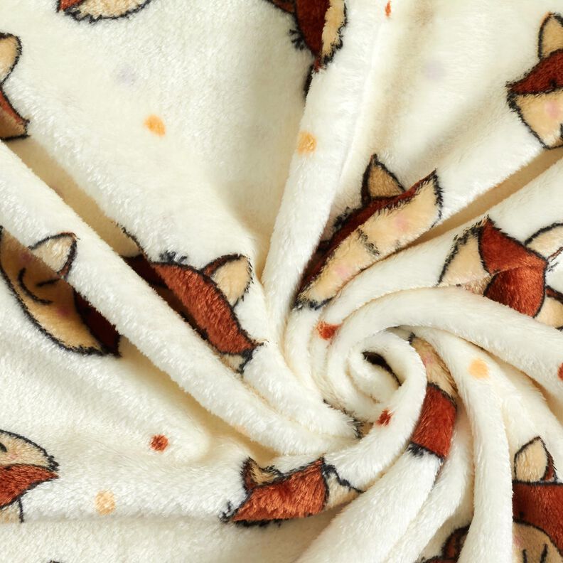 Kuschelfleece Doubleface freundliche Füchse – wollweiss/braun,  image number 3