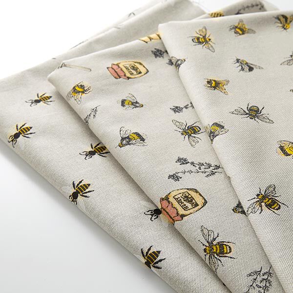 Dekostoff Halbpanama Bienchen – natur,  image number 5