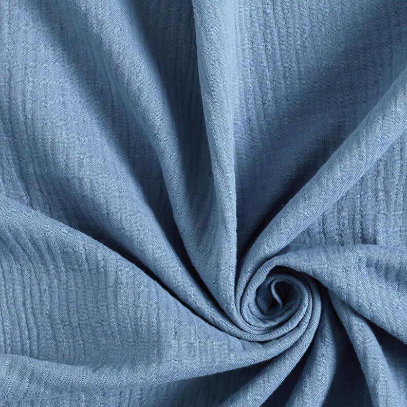 Musselin/ Doppel-Krinkel Gewebe – jeansblau, image number 1