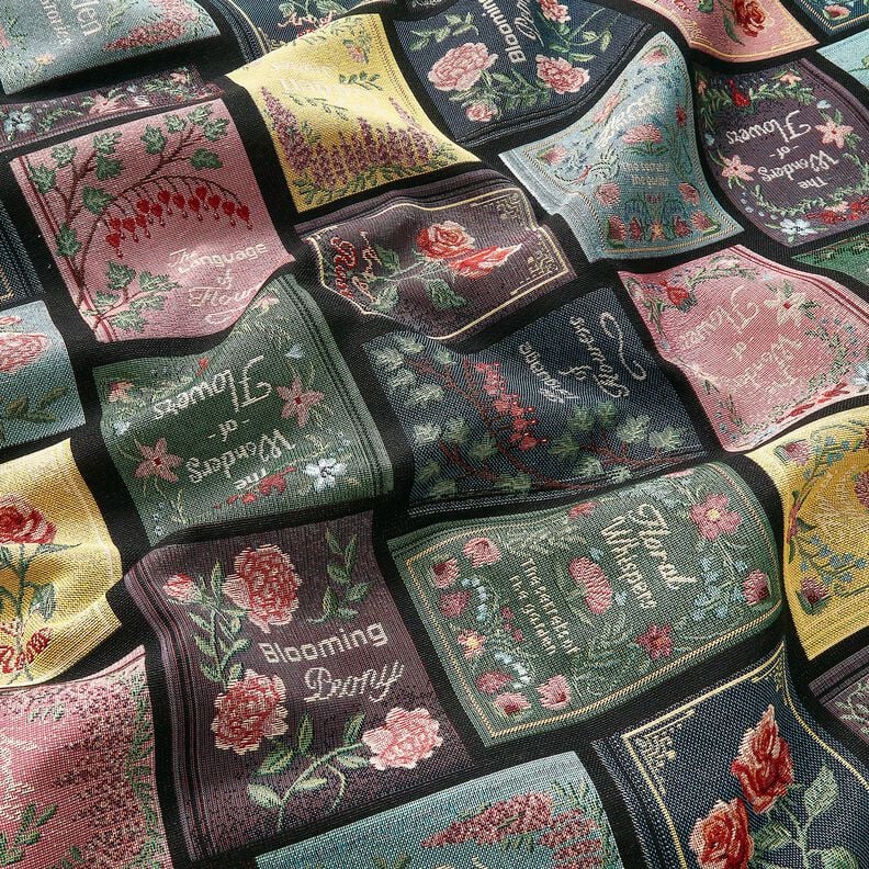 Dekostoff Gobelin Buchdeckel – schwarz/merlot,  image number 2