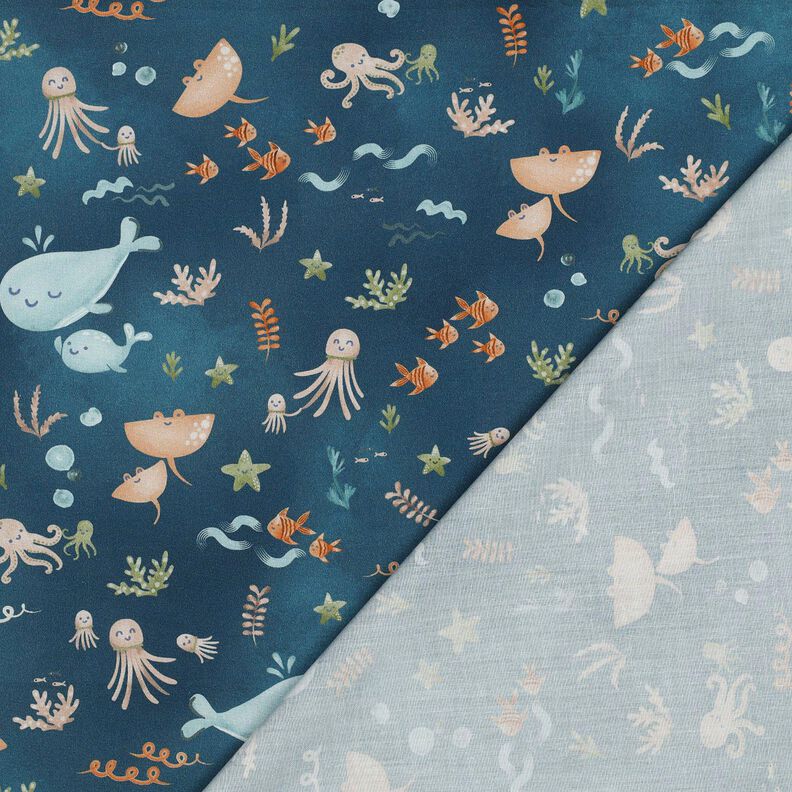 Baumwollpopeline glückliche Meerestiere Digitaldruck | Poppy Fabrics – ozeanblau,  image number 4