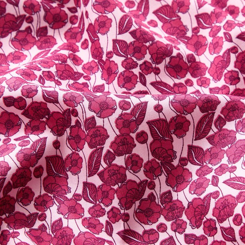 Baumwollpopeline Blumenranken – hellrosa/purpur, image number 2