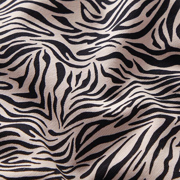 Baumwolljersey Zebra-Muster – beige/schwarz | Reststück 50cm
