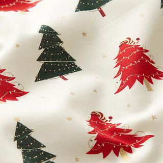 Baumwollstoff Popeline Tannenbäume – hellbeige, 