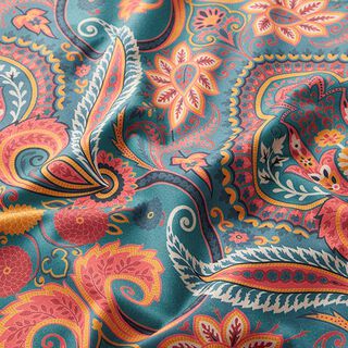 Dekostoff Baumwollsatin Paisley-Blätter – grün, 
