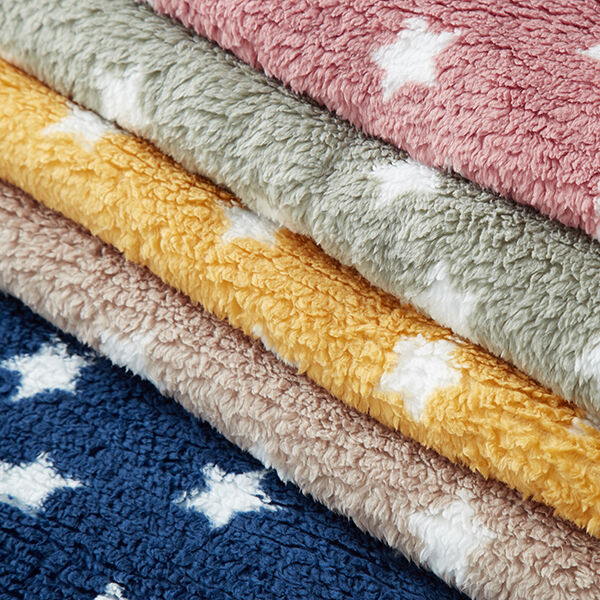 Wellnessfleece Sterne – weiss | Reststück 100cm