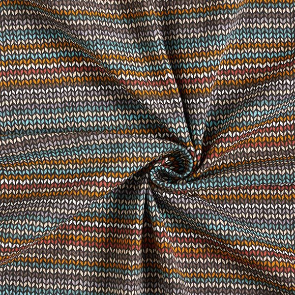 Baumwolljersey Strickmuster – schwarz | Reststück 50cm