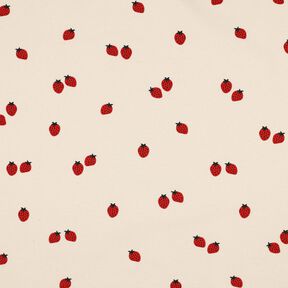 GOTS Baumwolljersey Erdbeeren | Poppy Fabrics – hellbeige/karminrot, 