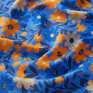 Viskosestoff ausdrucksvolle Blumen – königsblau, 