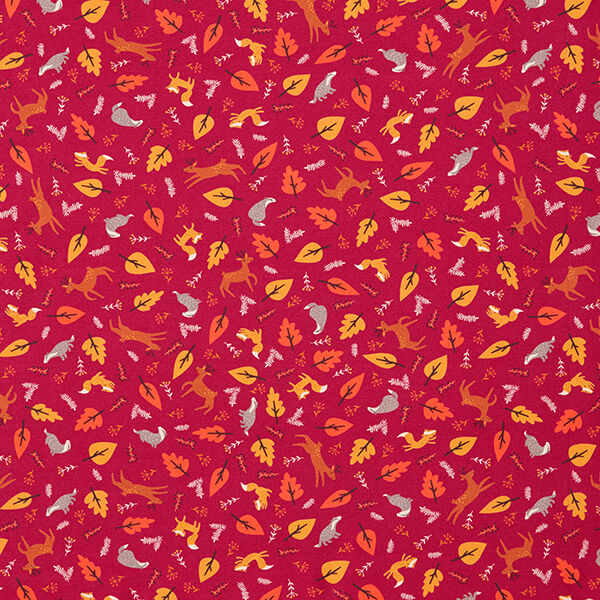 French Terry Waldtiere Digitaldruck | PETIT CITRON – kirschrot, image number 1