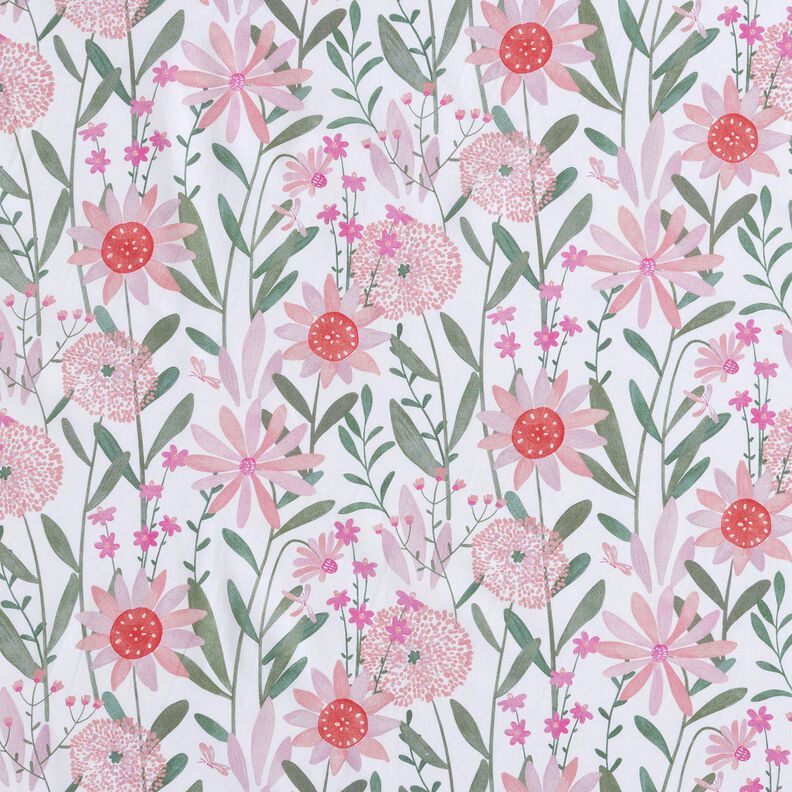Baumwollpopeline große Wiesenblumen Digitaldruck | Poppy Fabrics – weiss,  image number 1