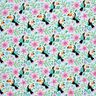 Baumwolljersey Tukane im Blumen-Dschungel – babyblau/orange,  thumbnail number 1