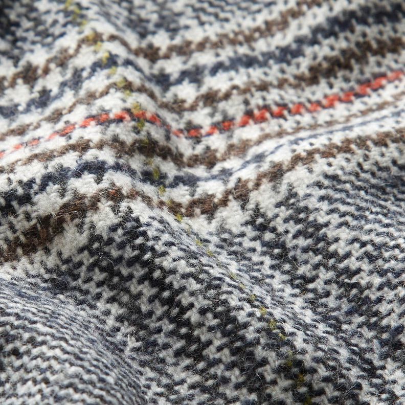 Mantelstoff Baumwoll-Mix Glencheck – weiss/nachtblau,  image number 3