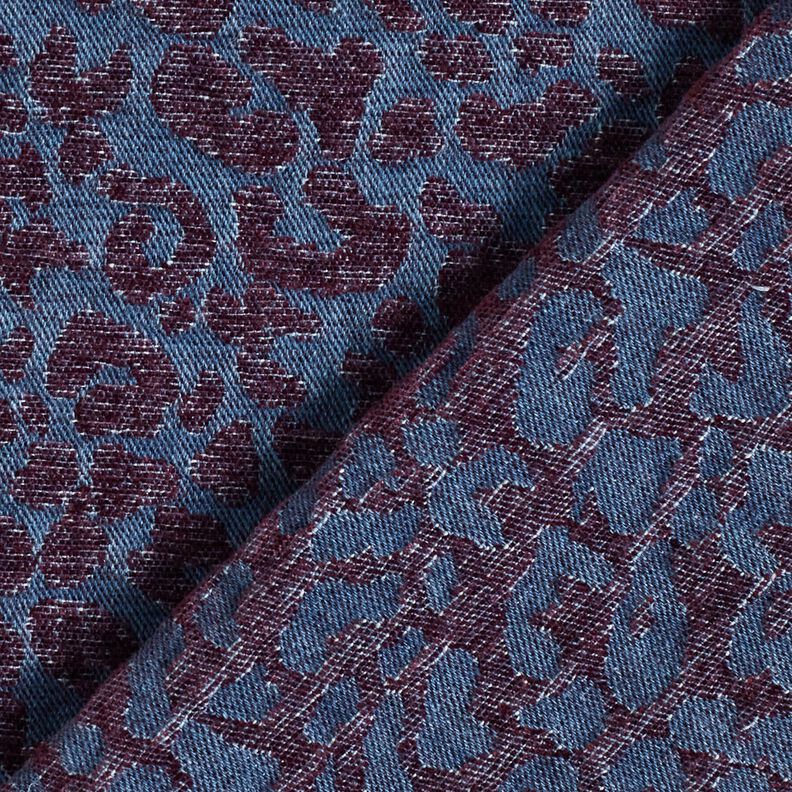 Hosenstoff Denim-Optik Leoprint – aubergine/jeansblau, image number 4