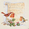 Dekostück Gobelin Rotkehlchen mit Notenblatt – weiss,  thumbnail number 1