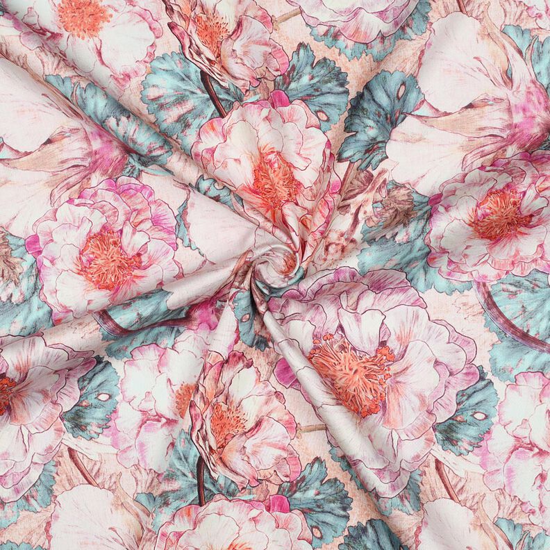 Baumwollsatin Japanese Anamone | Nerida Hansen – pastellviolett/aquablau,  image number 3