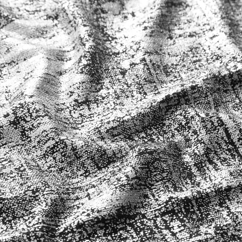 Strickstoff Metallic Print abstrakt – silber metallic/schwarz,  image number 2