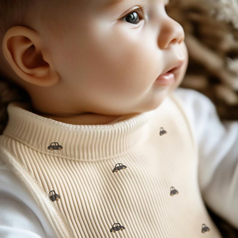 GOTS Rippenjersey kleine Autos | Poppy Fabrics – creme/schwarzbraun, image number 7