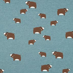 Baumwolljersey Bären | Poppy Fabrics – blaugrau/maronenbraun, 