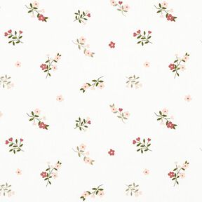 Baumwolljersey Blumen und Herzen – wollweiss | Reststück 60cm, 