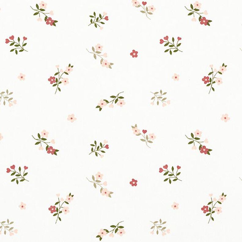 Baumwolljersey Blumen und Herzen – wollweiss | Reststück 60cm,  image number 1