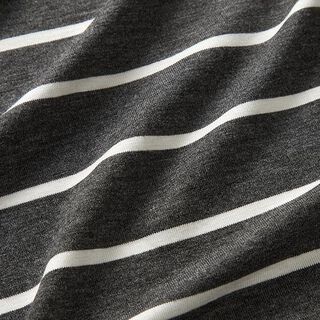 Viskosejersey Querstreifen – anthrazit/weiss, 