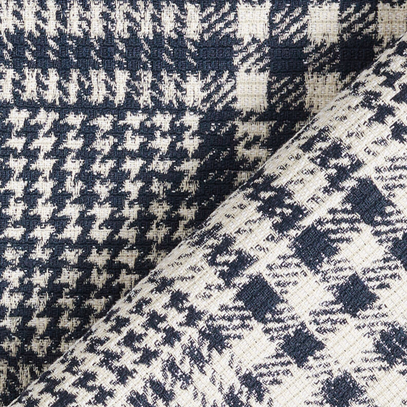 Mantelstoff Doubleface Karo – marineblau/weiss,  image number 4