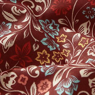 Baumwollstoff Cretonne Blumenranken – burgunder/helltaupe, 