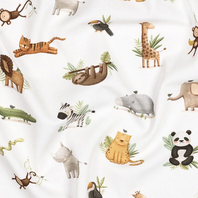 GOTS Baumwolljersey süße Steppentiere Digitaldruck | Poppy Fabrics – weiss/helloliv, image number 2
