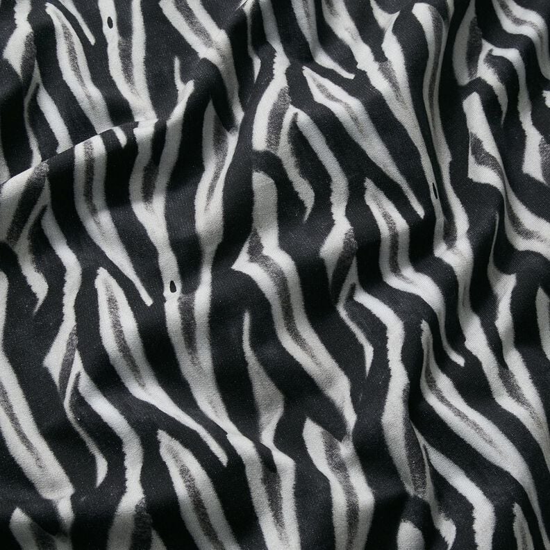 French Terry angeraut Zebra Digitaldruck – schwarz/silber, image number 2