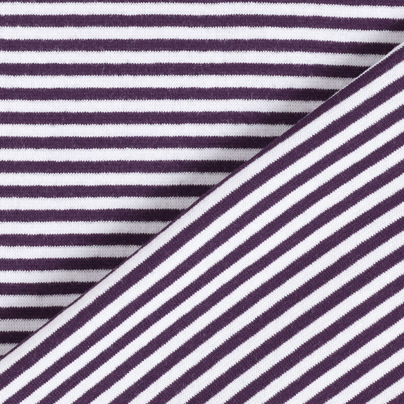 Bündchen Schlauchware Streifen – pflaume/weiss,  image number 4