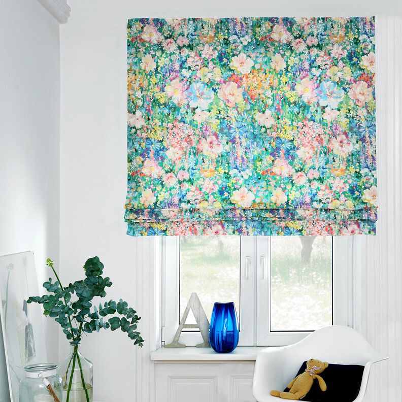 Dekostoff Canvas Blumengemälde – grün/rosa,  image number 6