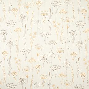 Dekostoff Halbpanama Trockenblumen &ndash; hellbeige, 