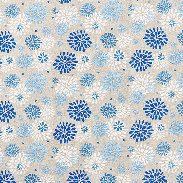 Dekostoff Canvas Blumen – blau/weiss,  image number 1