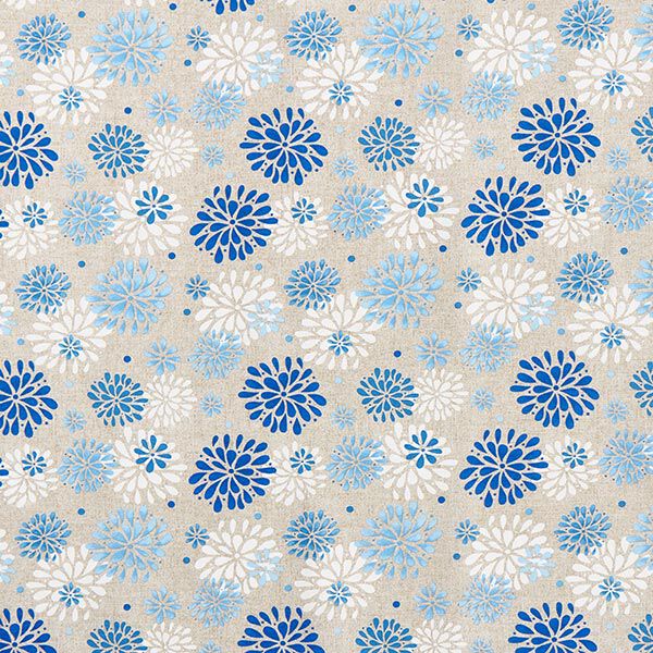 Dekostoff Canvas Blumen – blau/weiss, image number 1
