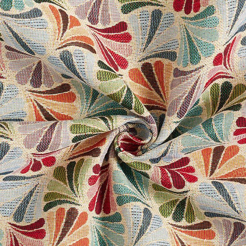 Dekostoff Gobelin bunte Fächer – hellbeige/blau, image number 3