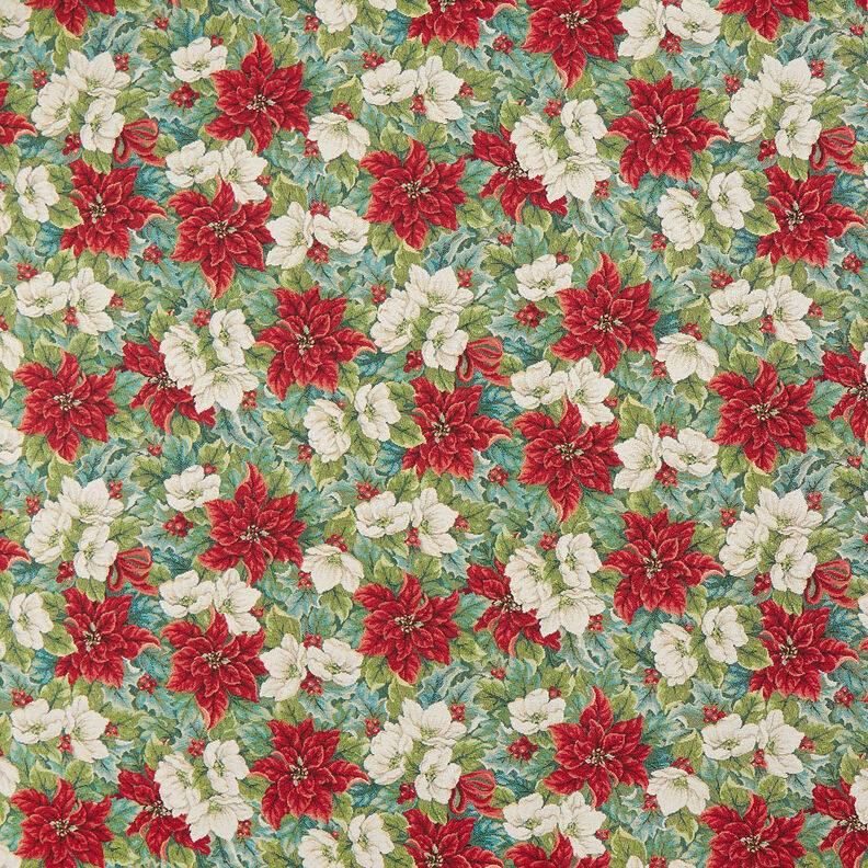 Dekostoff Gobelin Weihnachtssterne zweifarbig – hellbeige/rot, image number 1
