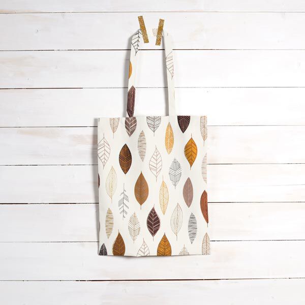 Dekostoff Halbpanama stilisierte Blätter – terracotta/weiss | Reststück 50cm