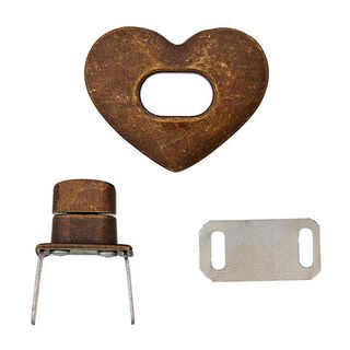 Taschenverschluss Herz  – bronze, 