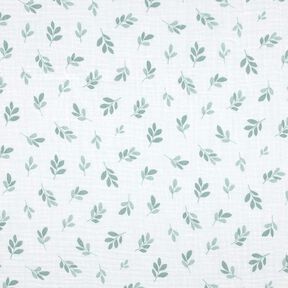 Musselin/ Doppel-Krinkel Gewebe Zweige | Poppy Fabrics – weiss/schilf, 