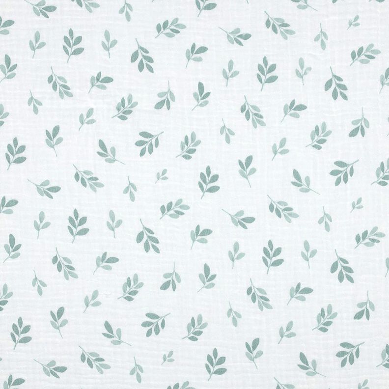Musselin/ Doppel-Krinkel Gewebe Zweige | Poppy Fabrics – weiss/schilf,  image number 1
