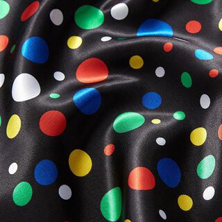 Polyestersatin bunte Punkte – schwarz, 