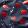 Baumwolljersey Muscheln Metallic – schwarzblau/rot | Reststück 100cm,  thumbnail number 2