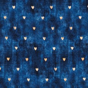 Baumwolljersey goldene Herzen | Glitzerpüppi – indigo, 